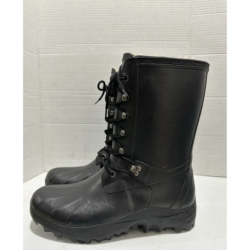Hunter Boots Mens Size Us12M Black Rubber Fleece Lined Winter Snow Rain Vibram